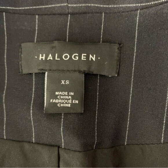 Halogen XS Black Pinstripe Open Front Longline Blazer Jacket Workwear Chic - Picture 5 of 6